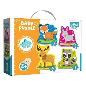 Clementoni 4 in 1 Baby Puzzle  Animals 3/4/5/6 Pieces For Age 2+ New Sealed